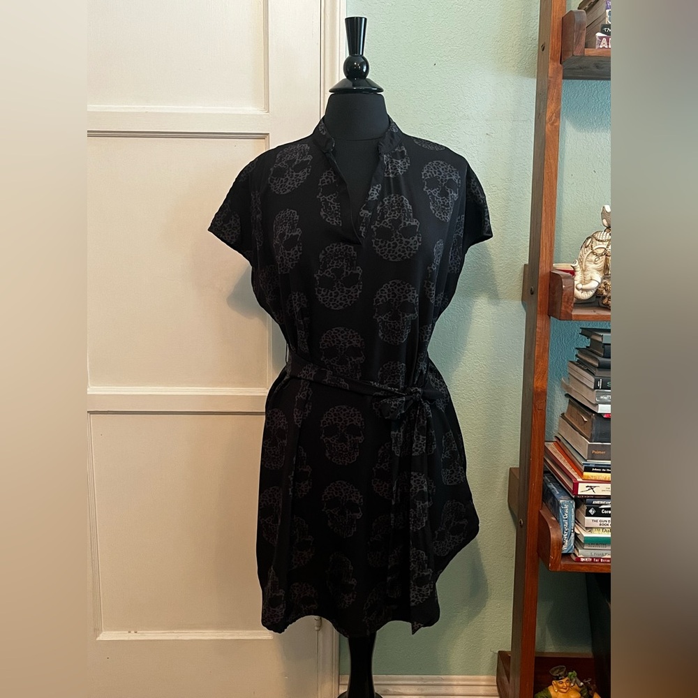 Black Skull Print Women's Dress